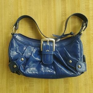 Bisou Bisou Blue Patent Baguette Bag